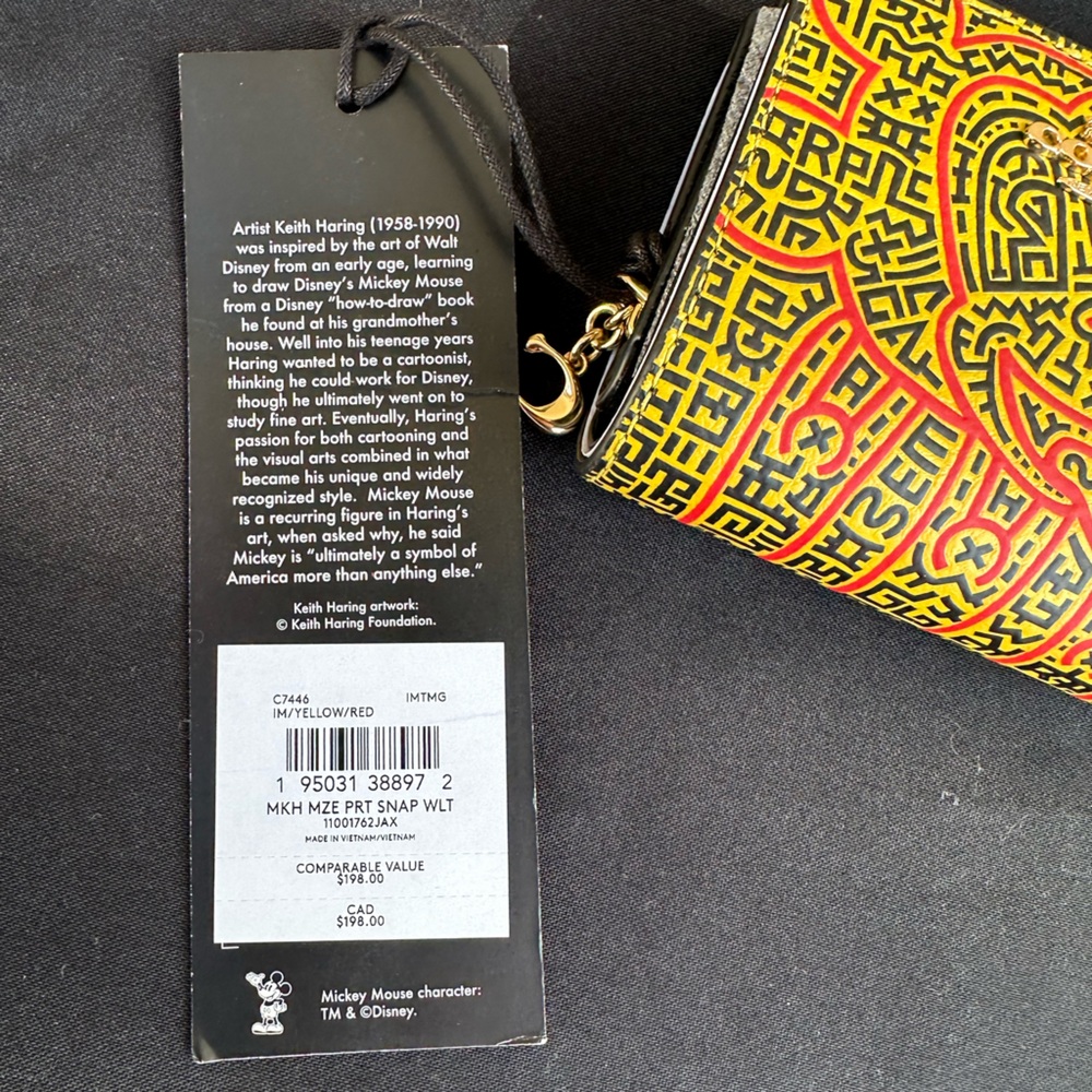 NWT COACH X KEITH HARING MICKEY MOUSE LEATHER WALLET - Picture 3 of 5